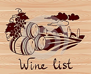 Banner with winemaking on a wooden background