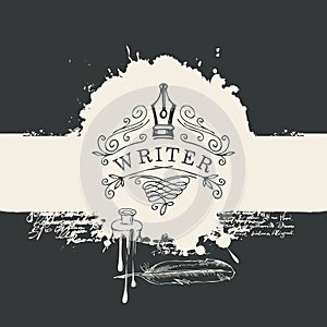 Banner with writers logo on abstract background