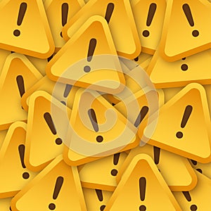 Banner with yellow scam alert sticker pattern. Attention sign. Cyber security icon. Caution warning sign sticker. Flat