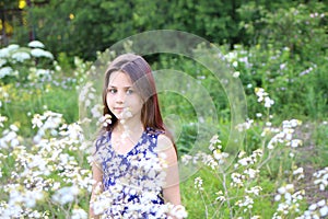 Banner with a young teen girl with a shy smile in a blue bomber jacket.