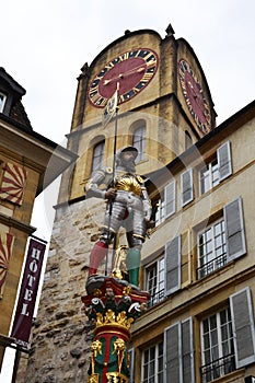 The Banneret statue in Neuchatel, Switzerland