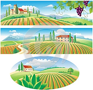 Banners with the agriculture landscape