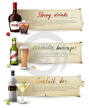 Banners with alcoholic drinks