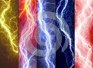 Banners with colorful abstract lightnings