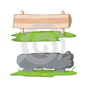 Banners design vector. Wood and rock banners style