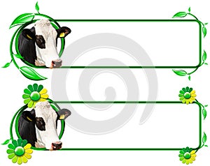 Banners with Head of Cow Leafs and Flowers