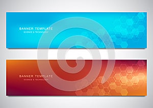 Banners and headers for site with medical background and hexagons pattern. Abstract geometric texture. Modern design for