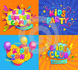 Banners for kids activities,camp,party,zone,club.