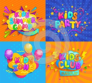 Banners for kids activities,camp,party,zone,club. photo