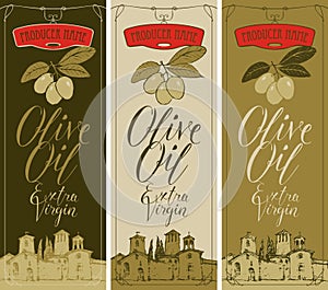 Banners for olive oil with countryside landscape