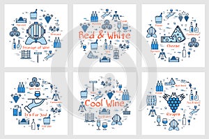 Banners - red and white wine, grape and winemaking