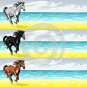 Banners with running horse