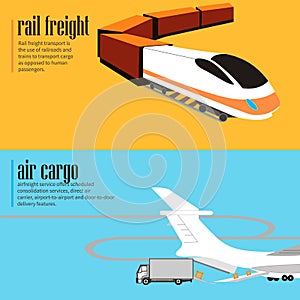 banners set of rail and air transport