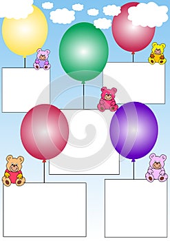 Banners with teddies on balloons