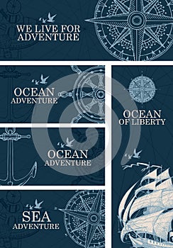 Banners on the theme of sea and ocean adventure