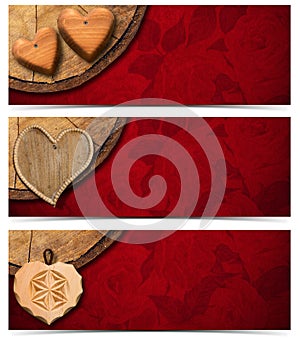 Banners with Wooden Hearts