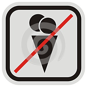 Banning the entrance with ice cream, vector icon, ice cream at gray and black frame photo