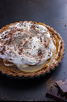 Banofee cake. Banana and caramel cake,