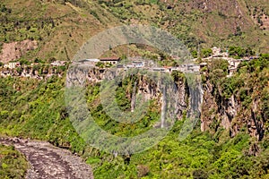 Banos City Landscape, Pastaza River On The Background, Ecuador