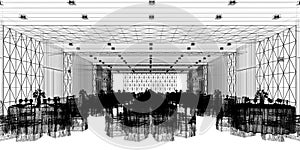 Banquet hall 3d,rendering