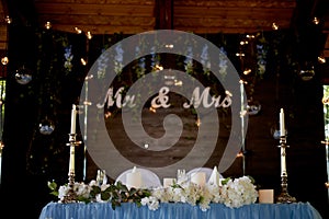 Banquet hall other function facility set for fine dining. selective focus