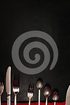 Banquet silver cutlery table setting