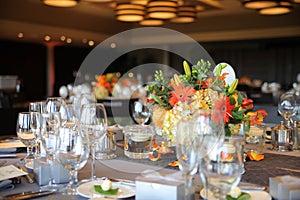 Banquet Table and Flowers