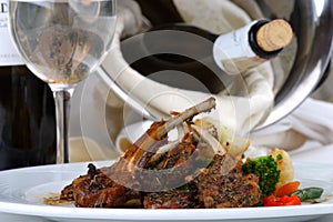 Banquet table setting, meat