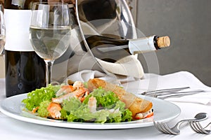 Banquet table setting, Seafood