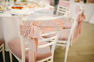 Banquet wedding chairs setting on evening reception