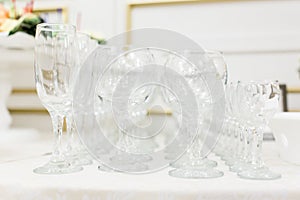 Banquet wedding table setting glasses