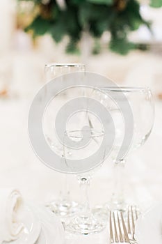 Banquet wedding table setting glasses