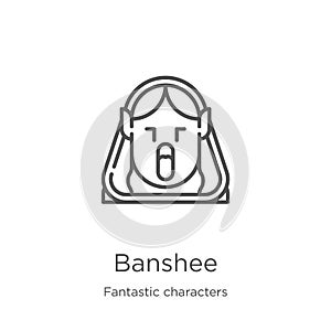 banshee icon vector from fantastic characters collection. Thin line banshee outline icon vector illustration. Outline, thin line