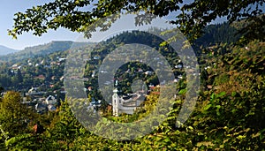 Banska Stiavnica in autumn landscape