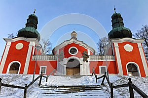 Banska Stiavnica - The lower church of baroque calvary built in years 1744 - 1751 in winter