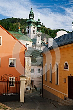 Banská Štiavnica stará ulica a Starý hrad, Slovensko