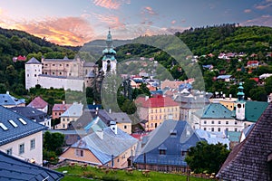 Banska Stiavnica, Slovakia at summer sunset.