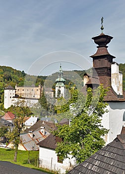 Panoráma města Banská Štiavnica na Slovensku.