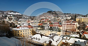 Banská Štiavnica v zime, panoráma Slovenska
