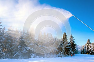 Bansko, Bulgaria snow cannon on ski road