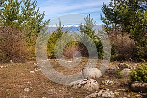 Bansko, Bulgaria spring, snow Rila mountains