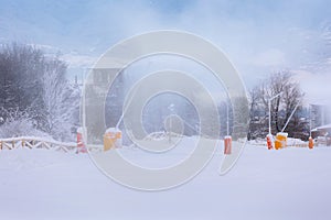 Bansko, Bulgaria Winter panorama, snow mountains