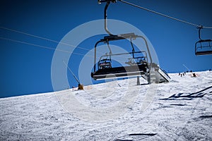 Bansko ski lift in the ski season
