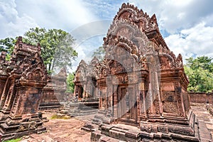 Banteay Srei Castle or Banteaysrei Khmer temple at Angkor in siem reap Cambodia