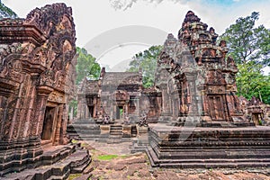 Banteay Srei Castle or Banteaysrei Khmer temple at Angkor in siem reap Cambodia