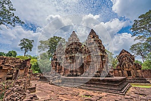 Banteay Srei Castle or Banteaysrei Khmer temple at Angkor in siem reap Cambodia