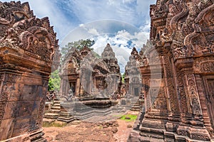 Banteay Srei Castle or Banteaysrei Khmer temple at Angkor in siem reap Cambodia