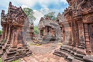 Banteay Srei Castle or Banteaysrei Khmer temple at Angkor in siem reap Cambodia