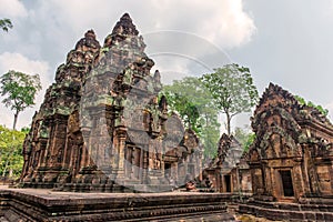 Banteay Srei Castle or Banteaysrei Khmer temple at Angkor in siem reap Cambodia