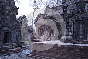 Banteay srei red sandstone castle Cambodia